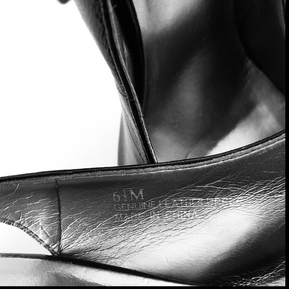 Preview International Black Heel Open Toe Classic Party Prom Shoes 6.5 - Picture 4 of 5